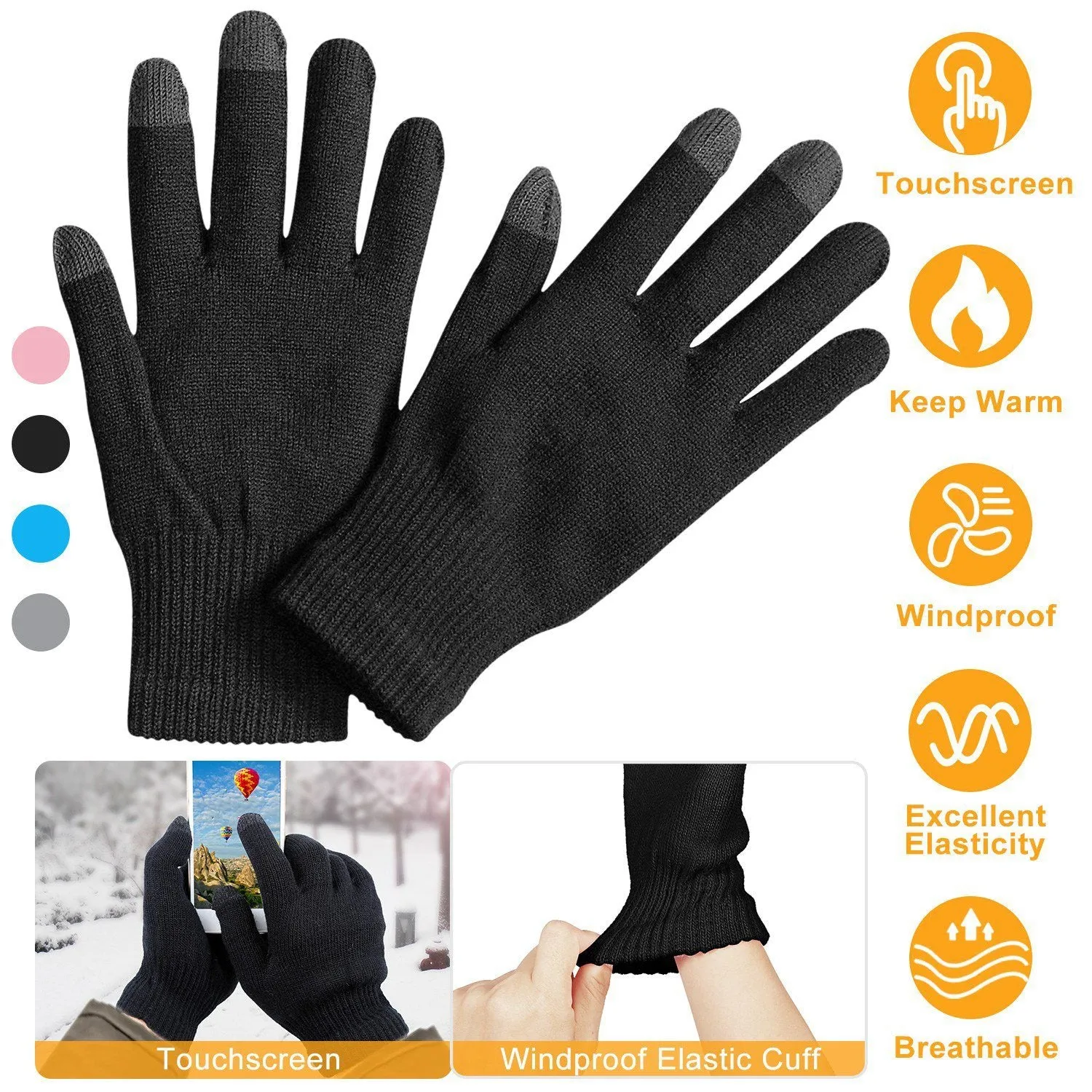 Unisex Winter Knit Gloves Touchscreen