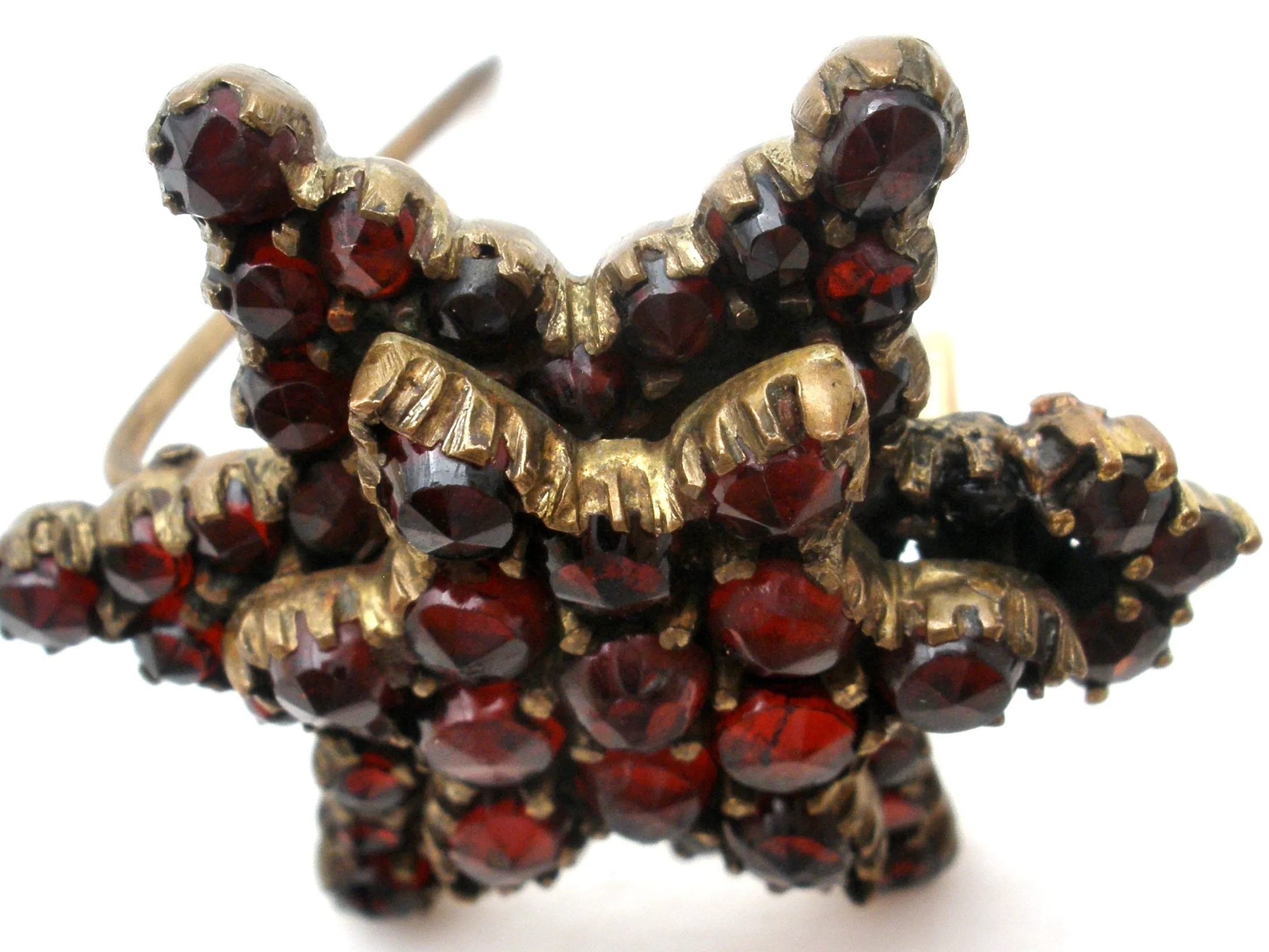 Victorian Garnet Star Gilt Brooch Pin