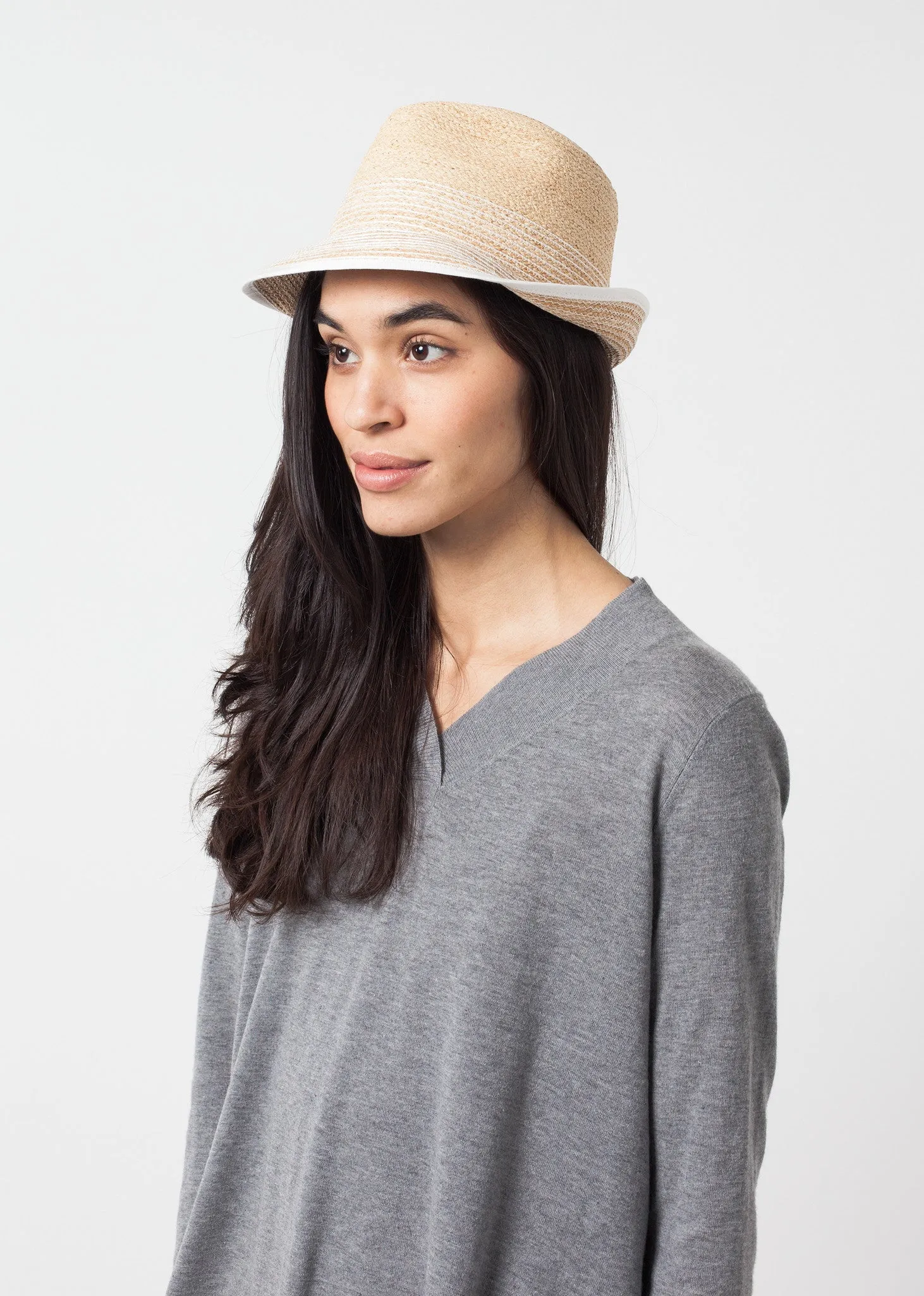 Washboard Hat in Straw/White