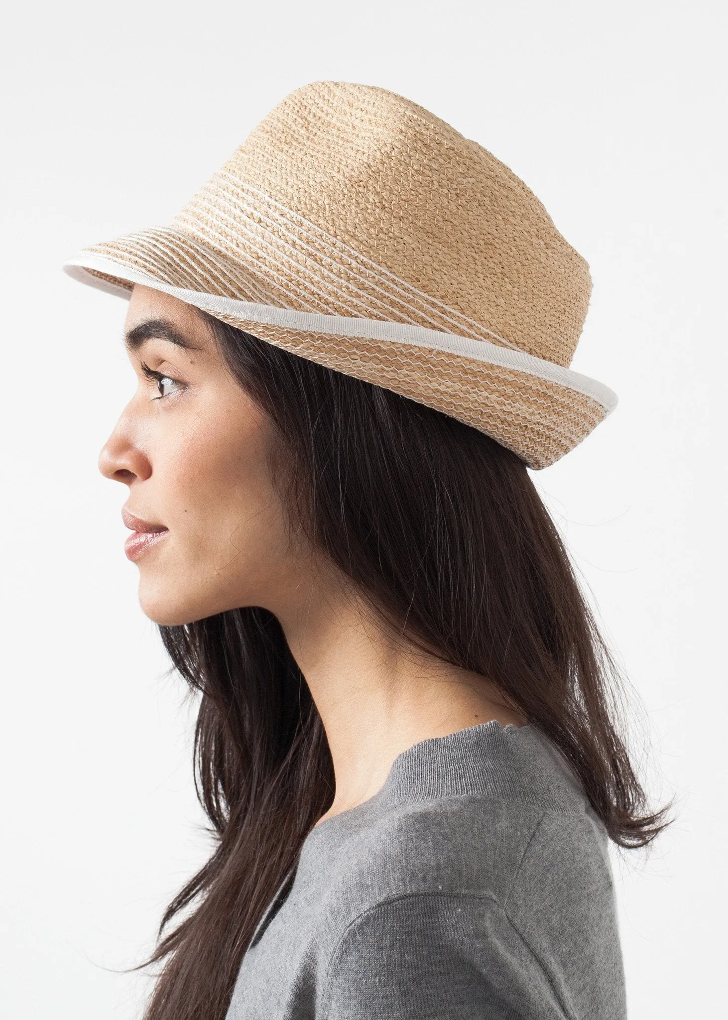 Washboard Hat in Straw/White