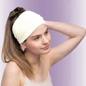 Women's Headbands Cotton Jersey 5" Wide Yoga Fitness Fashion Made in the USA Ivory