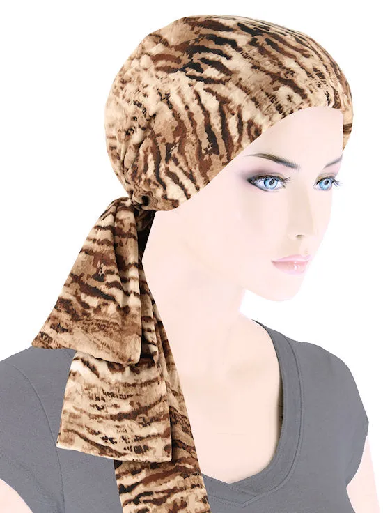 WPS-883#Head Wrap Scarf Leopard Brown