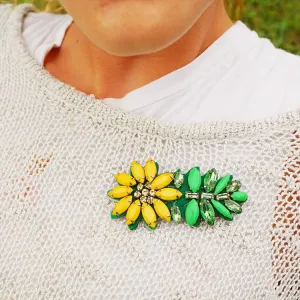 Yellow Daisy- Rhinestone Embellished Brooch